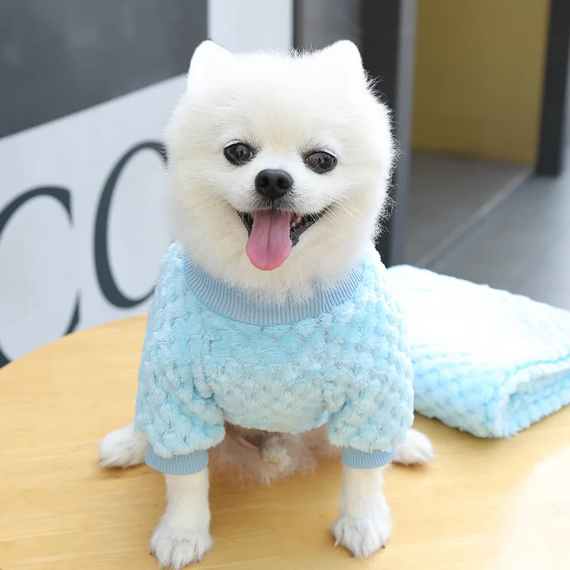 2024 New Warm Fleece Pet Clothes Cute Print Coat Small Medium Dog Cat Shirt Jacket Teddy French Bulldog Chihuahua Winter Outfit