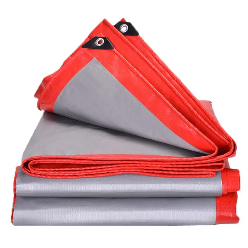 

200GSM Outdoor Red Silvery Rainproof PE Tarpaulin Cover Large Advertising Fabric Stage Canopy Camping Emergency Shelter Tarp