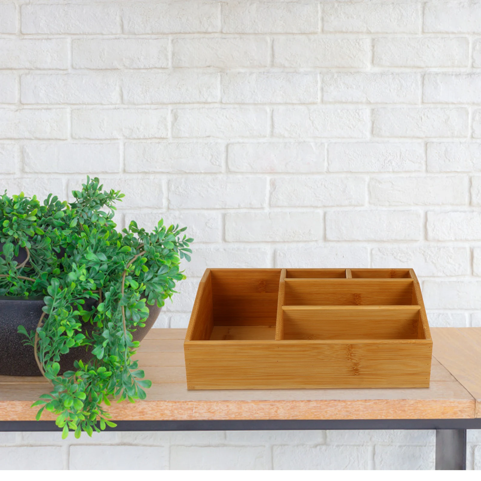 

Bamboo Desktop Storage Box Multi-Grid Organizing Container Household Small Storage Case For Cosmetics Stationery Sundries