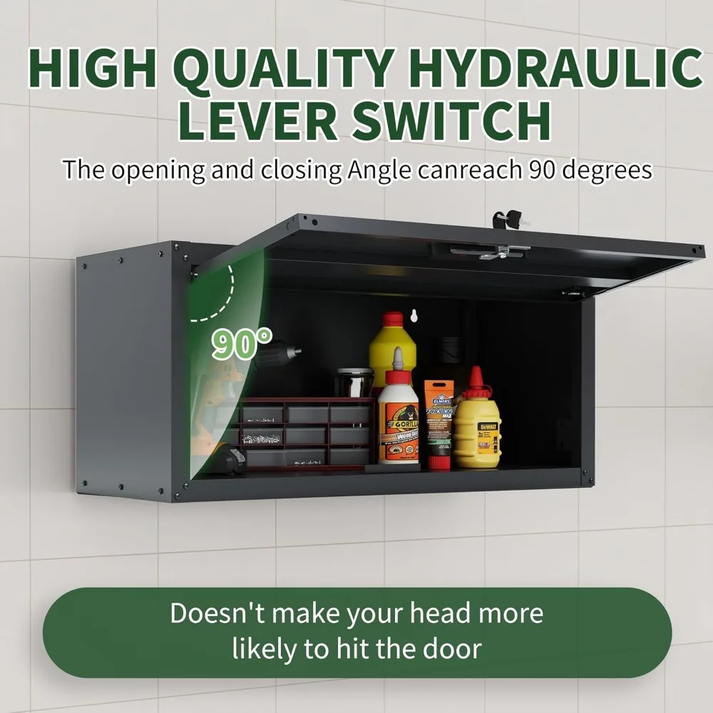 Estantes ajustables Sistema de almacenamiento de garaje: gabinetes de herramientas de metal con rodamiento de pared y bloqueo con puertas para una última organización