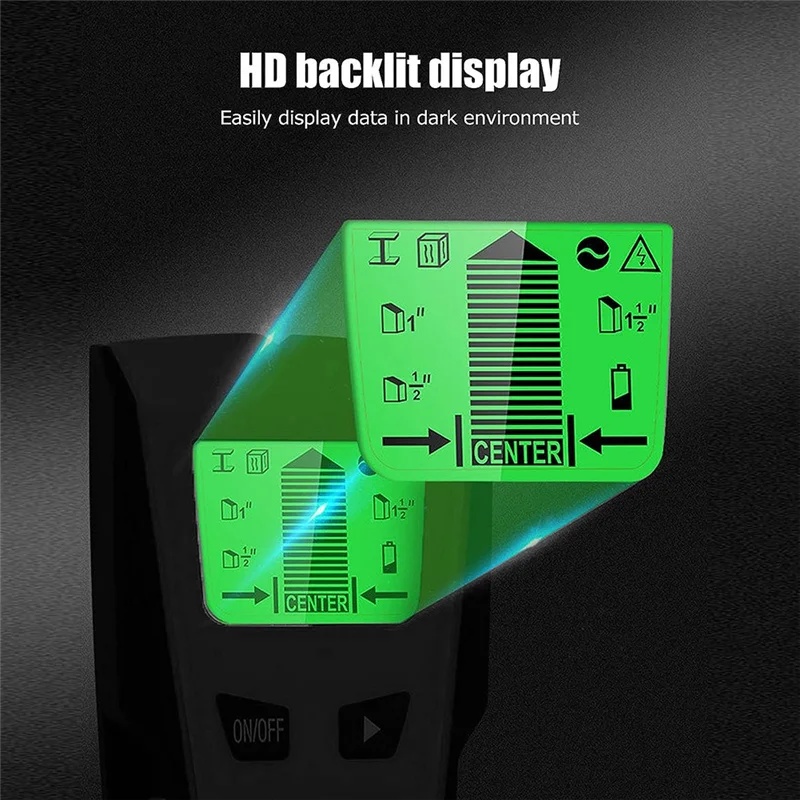 ABAC-Wall Metal Detector Electronic Wood Studs Finder Wire Scanner LCD Display TH210 Black Easy To Use