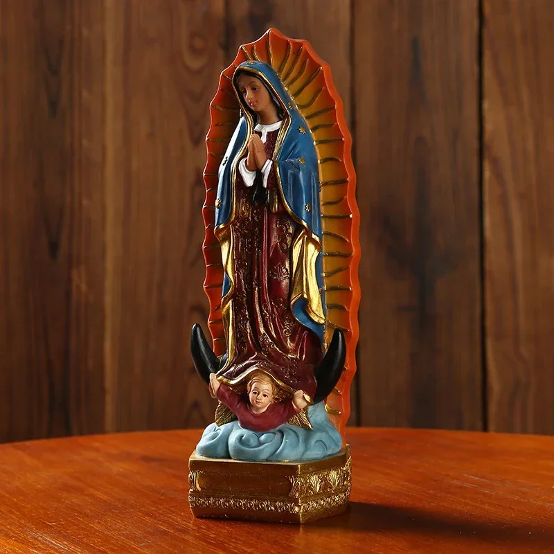 Classic Beauty Our Lady of Guadalupe Virgin Mary Statue Sculpture Resin Figurine Display Ornament Home Decor Collectible Art