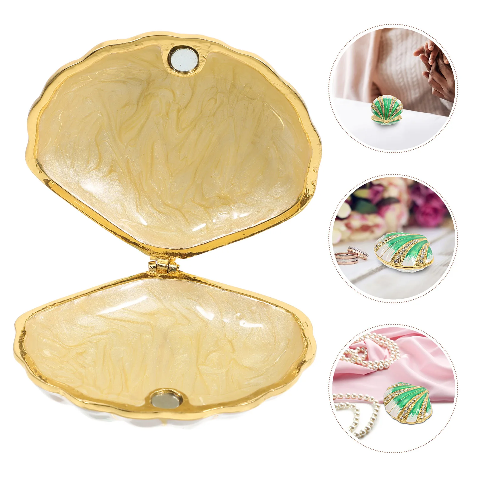 

Alloy Jewelry Storage Box For Women Retro Trinket Box Ring Organizer Earrings Holder Small Volume Drawer Closet Green Durable
