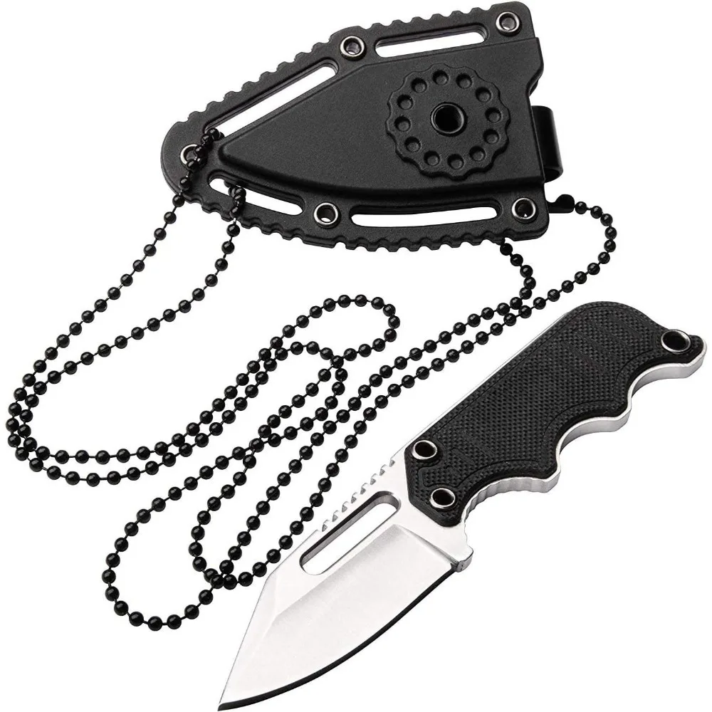 Cuchillo de hoja fija Full Tang con funda K, mango de fibra de nailon, ideal para cuchillos EDC y herramientas de camping al aire libre.