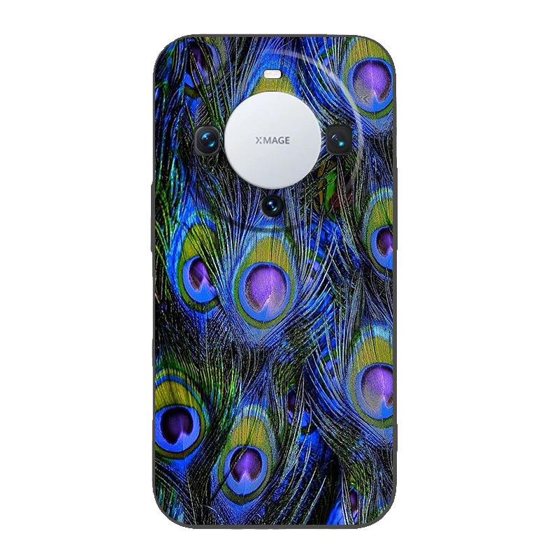 Peacock Feathers Phone Case Cover for Huawei Mate 60 Pro P50 P40 P30 P20 P10 P Smart Y6 Y7 Y9 Plus Silicone Shell Fundas Capas