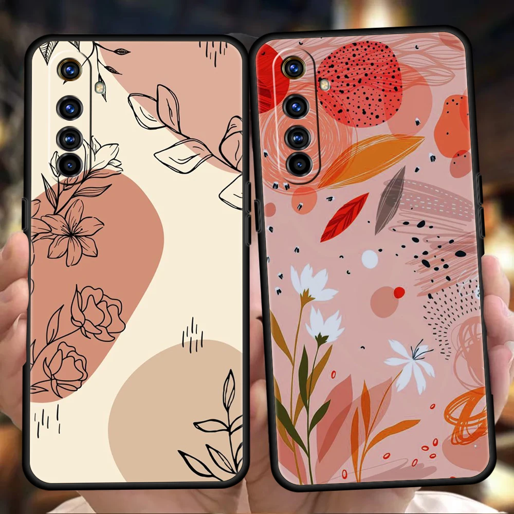 Line Art Sketch Flower Soft Phone Case For Oppo A12 A16 A74 A76 Find X5 Pro A54 A53 A52 A15 Reno 6 7 SE Z A9 2020 Pro 5G Cover