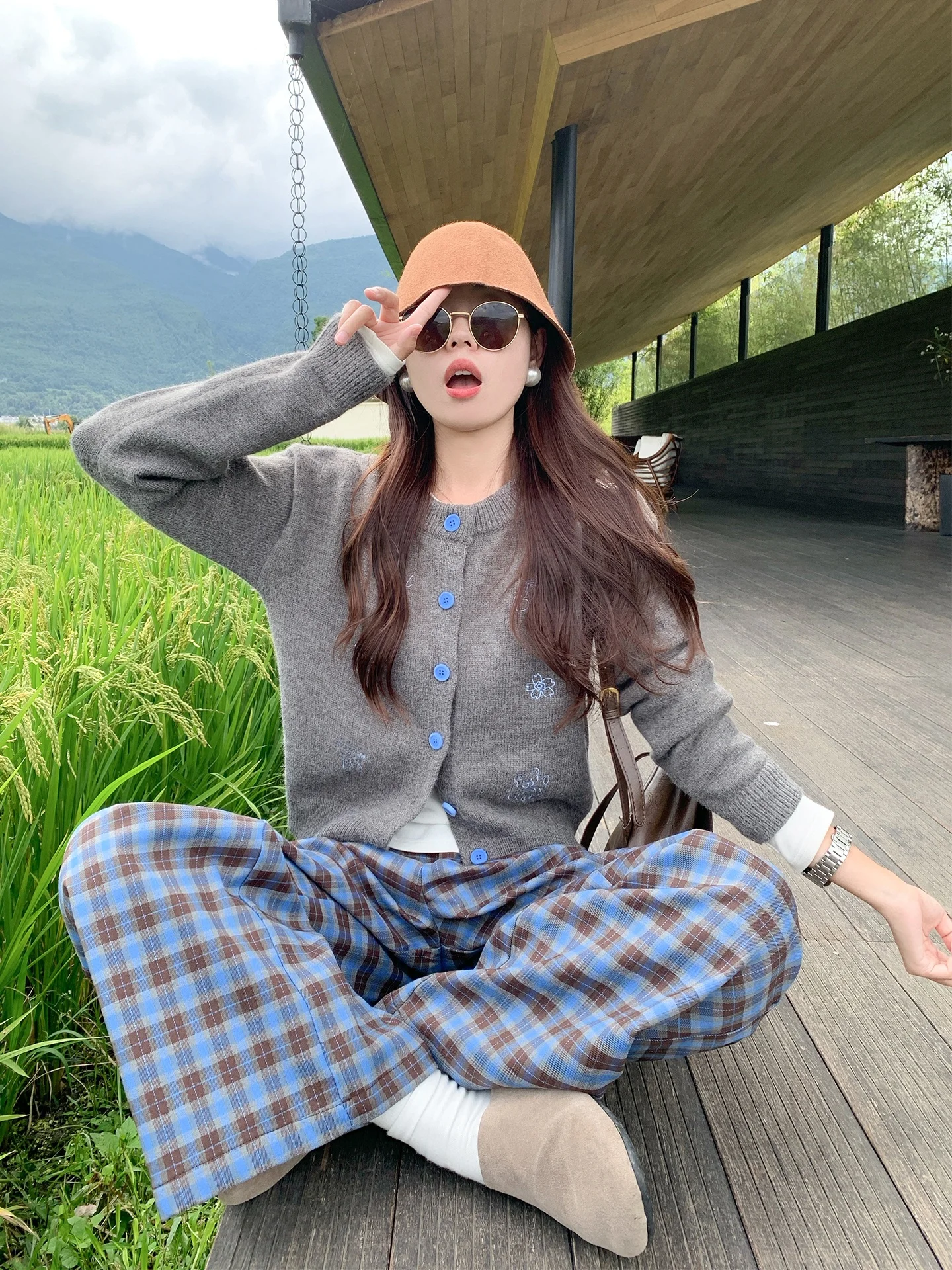 

Женский вязаный кардиган Zeng Xiao Salt Korean Sleey Long Sve с вышивкой, на раннюю осень, укороченный свитер-жакет