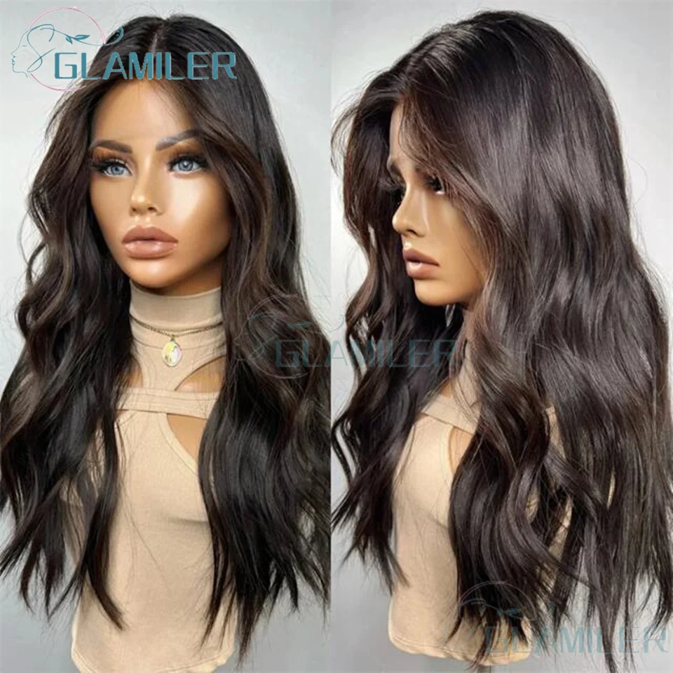 Chocolate Brown Balayage Lace Front Wig Human Hair Real Hair Wigs for Women Dark Brown Wig Body Wave Frontal Wig Womens Wigs