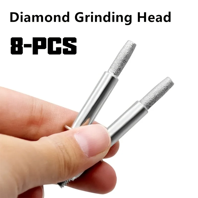 8pcs Chainsaw Sharpening Grinding Heads, Portable File Bits for Hand Crank Grinder, Chainsaw Maintenance Replacement Parts
