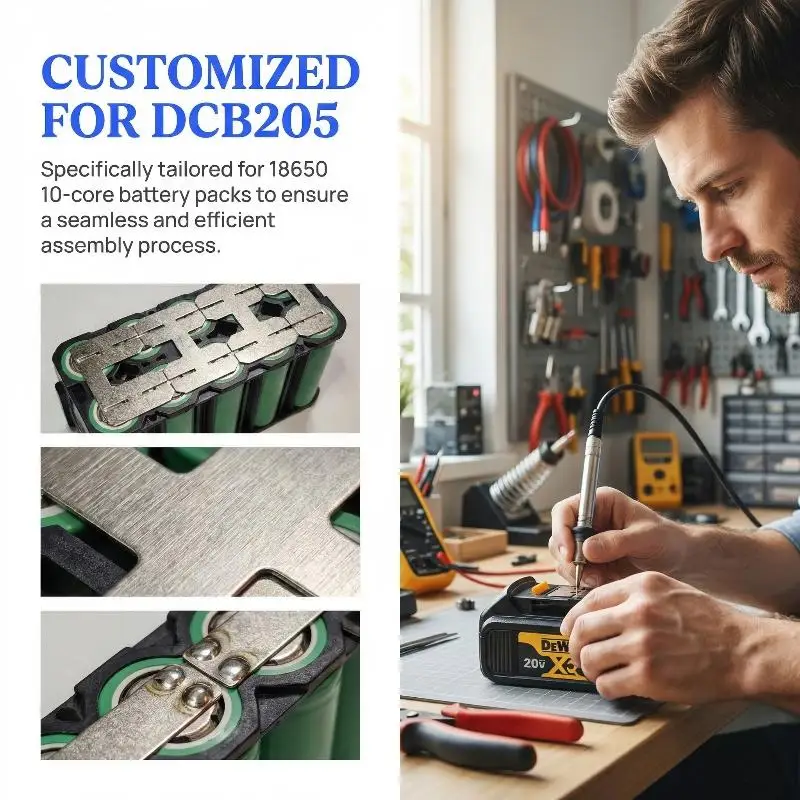 1 Set 20V 10 Core 18650 Lithium Battery Nickel Sheet Battery Cell Connector Electric Tools DIY Accessories For DCB205
