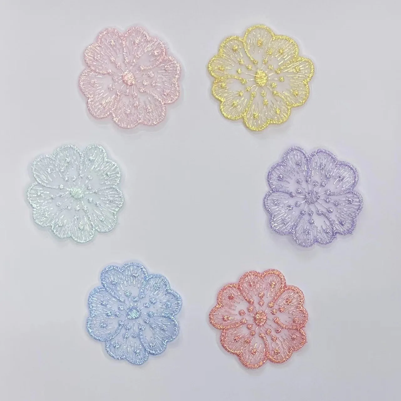 花の刺繍が施されたかぎ針編みの糸,20個,カラフルなレースの花のモチーフ