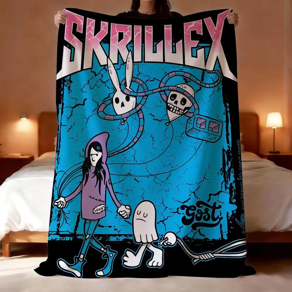 Cobertor de flanela leve de 240g da Singer Skrillex, macio e amigável à pele para o verão.