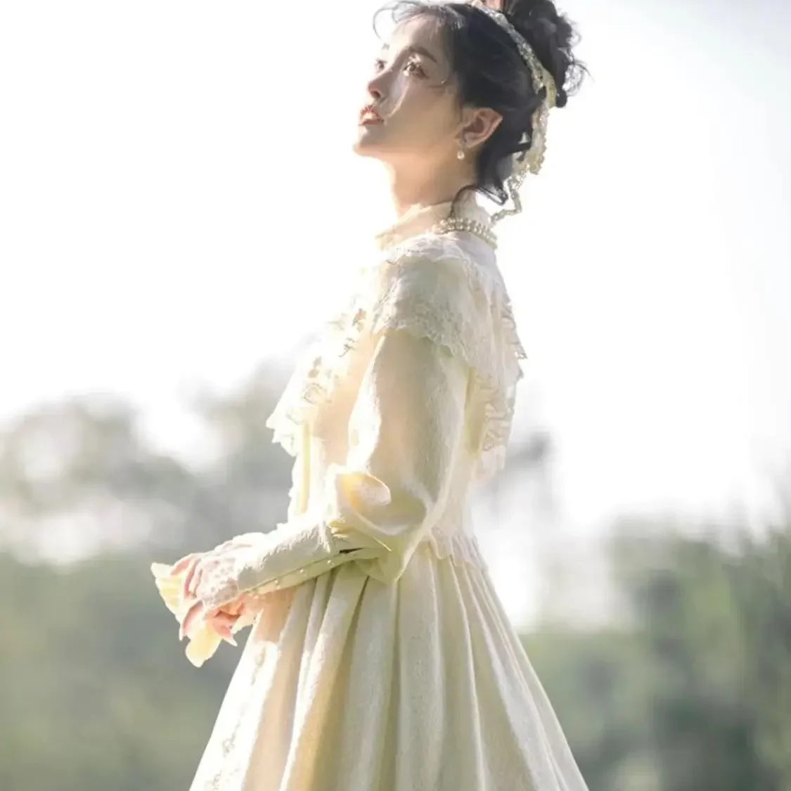Coalfell French Hepburn Style White Lace Dress Female Spring 2024 New Birthday Dress Elegant Long Dress Women\'s Clothing