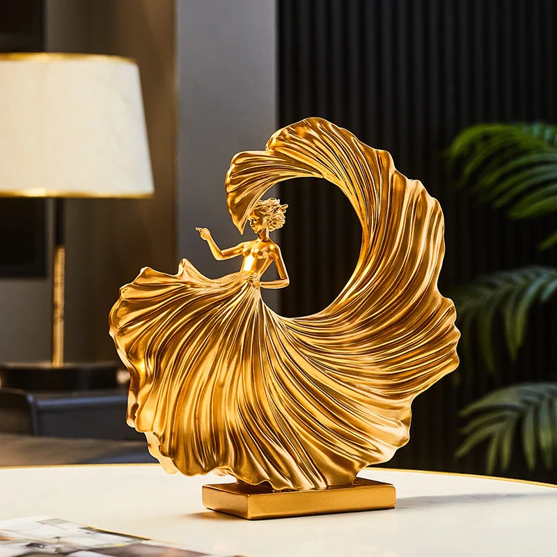 

Modern golden dancer art ornament resin high-end living room, office, wine cabinet, foyer, TV cabinet decoration