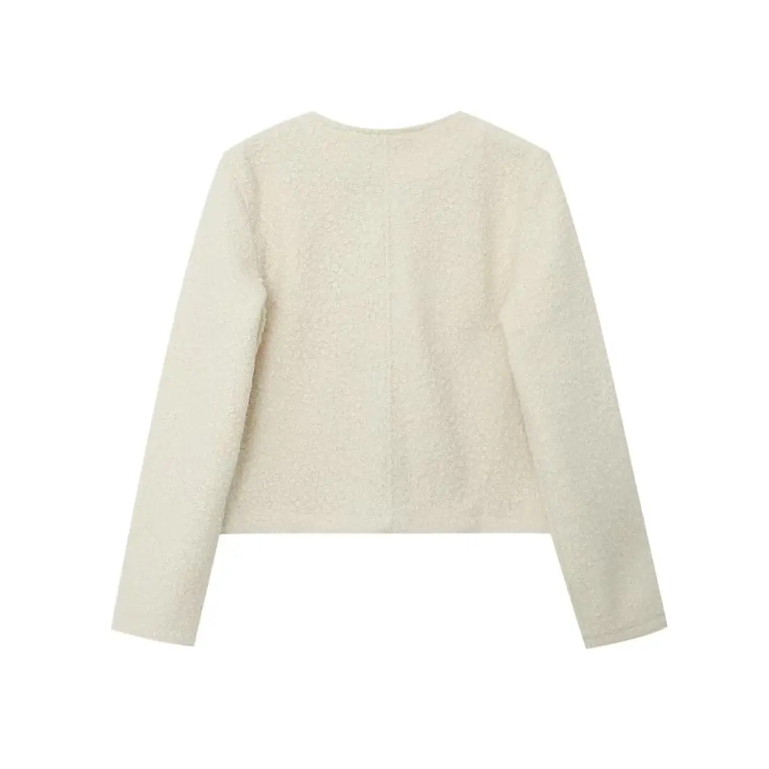 DiYiG DONNA 2025 Inverno Newfashion inverno nuova fila fibbia panno di perle girocollo giacca a maniche lunghe cappotto Tuta sportiva Mujer