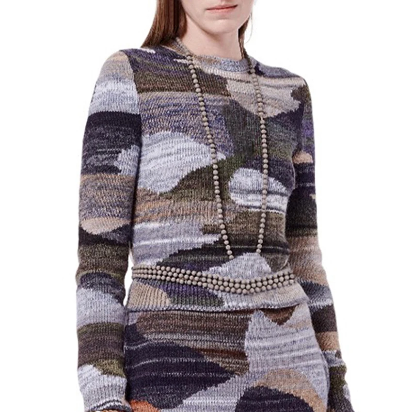 NIGO Women's Spring, Autumn And Winter Camouflage Wool Cashmere Round Neck Pullover Long Sleeve Sweater Ngvp #nigo9574