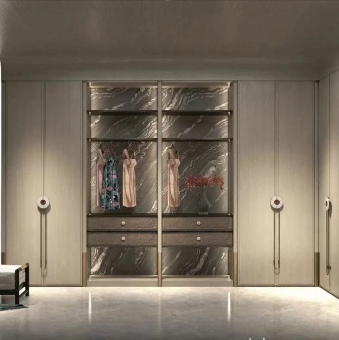 Balom 2025 أنظمة خزانة المشي الحديثة الفاخرة المخصصة في خزانة الملابس تصميم خزائن مرحاض خشبية لغرفة الملابس خزانة مفتوحة #2