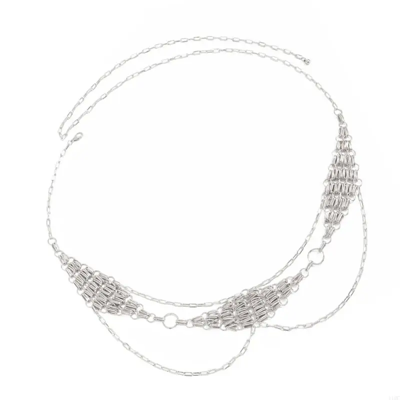 Diamonds Woven Chain Waist Belt With Lobster Clasp For Women Fashion Body Jewelry 110cm Length 