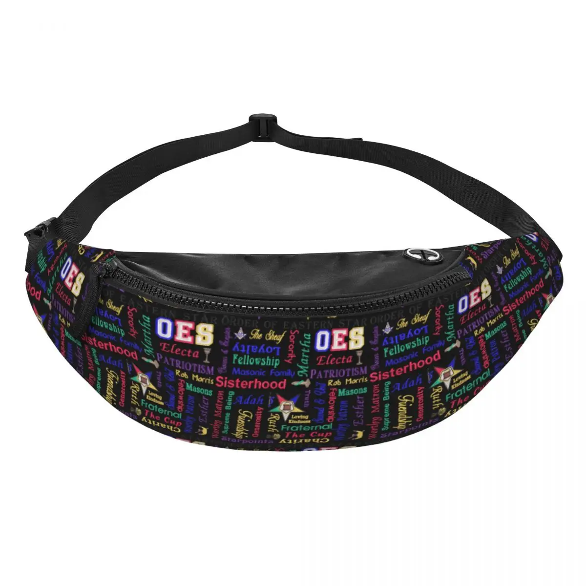 Custom Cool OES Emblem Order Of The Eastern Star Fanny Pack Women Men Freemason Crossbody Waist Bag for Travel Phone Money Pouch
