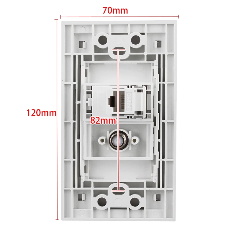 Digital TV DTV Wall Socket With Female CAT5E RJ45 LAN Plug Coaxial Connector Faceplate For US CA Network Televison Outlet Cover