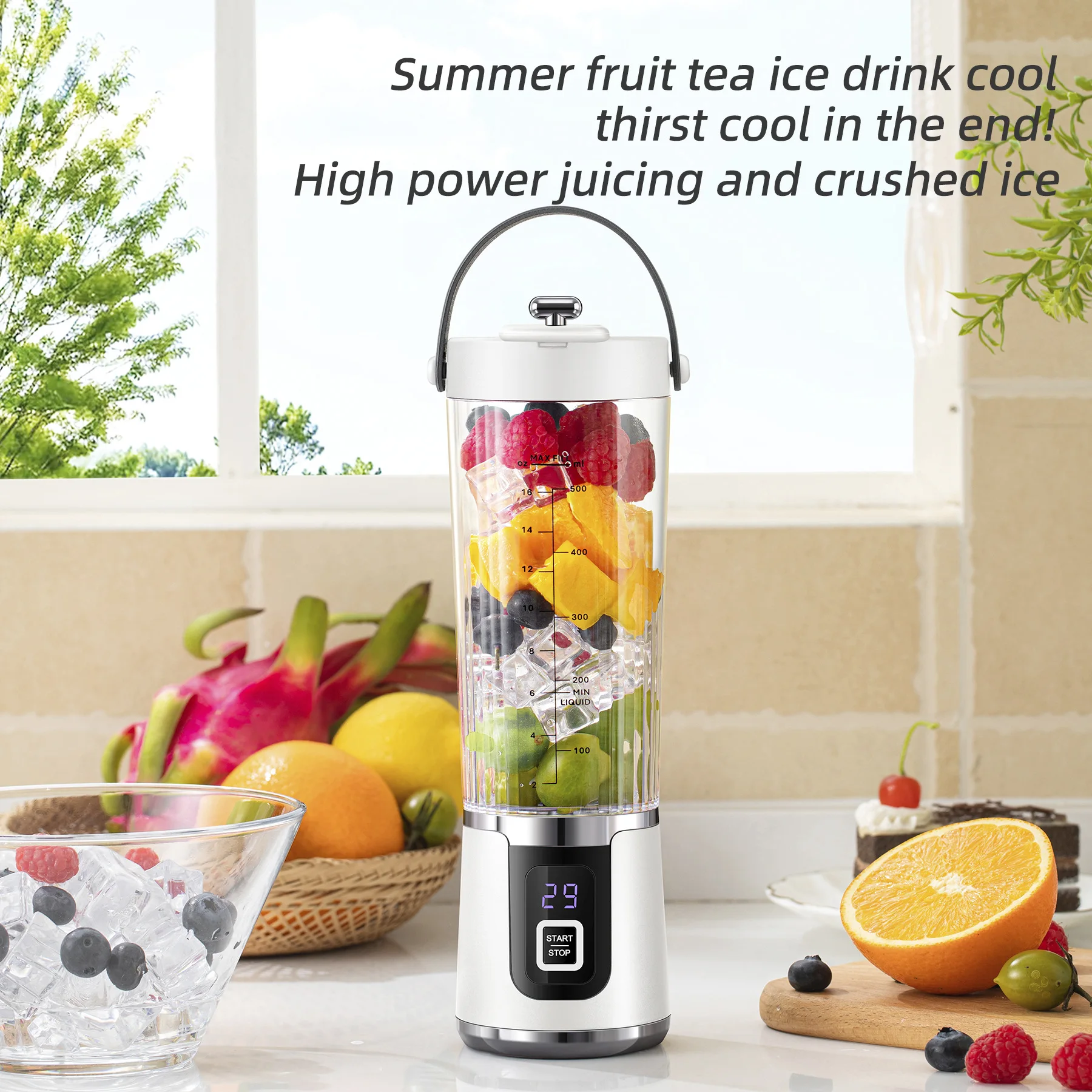 Portable Electric Orange Juicer 304 Stainless Steel USB Rechargeable Fruit Juice Extractor 3-Separate Juicer Blender