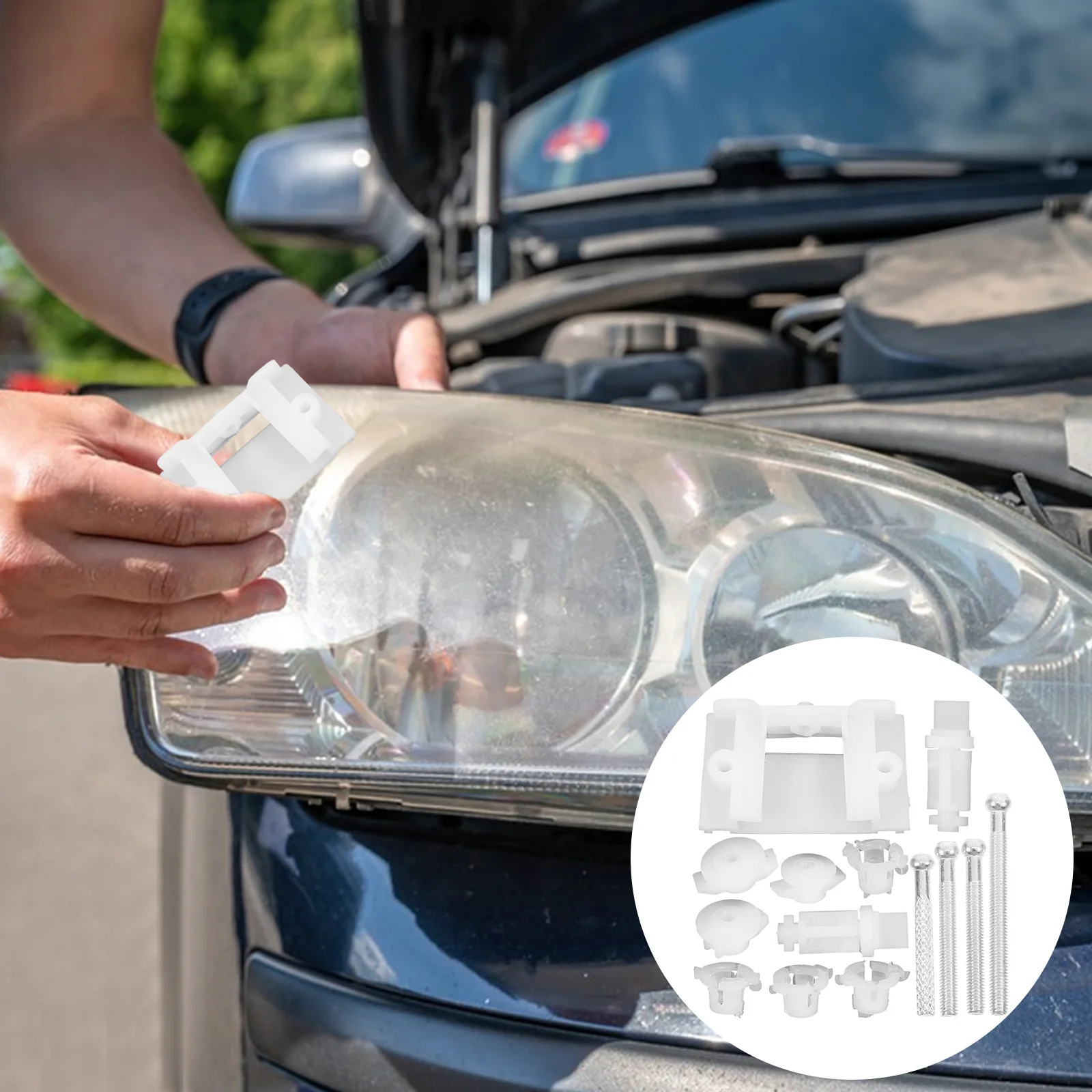 

Headlight Adjuster Screw Kit 1Set Durable Plastic Iron Car Accessory Easy Use Precise Adjustment Safe Driving Multiple