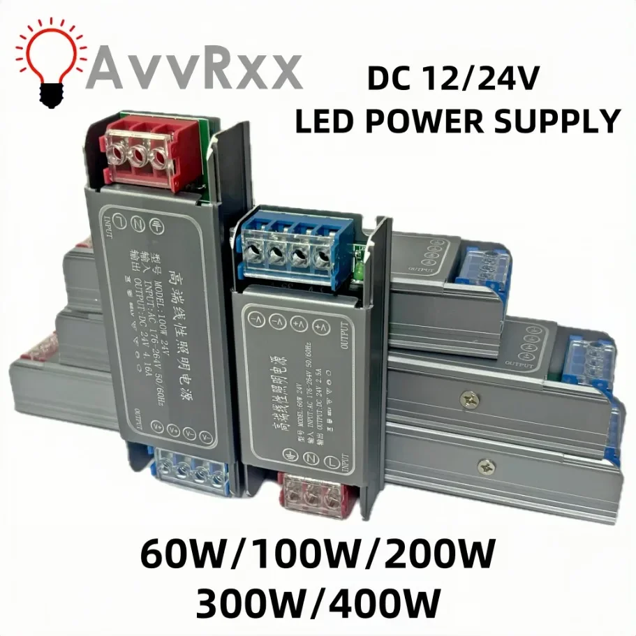 

DC 12V 24V Switching Power Supply AC176-264V Mute Lighting Transformers LED Light Driver Power Adapter 60W 100W 200W 300W 400W