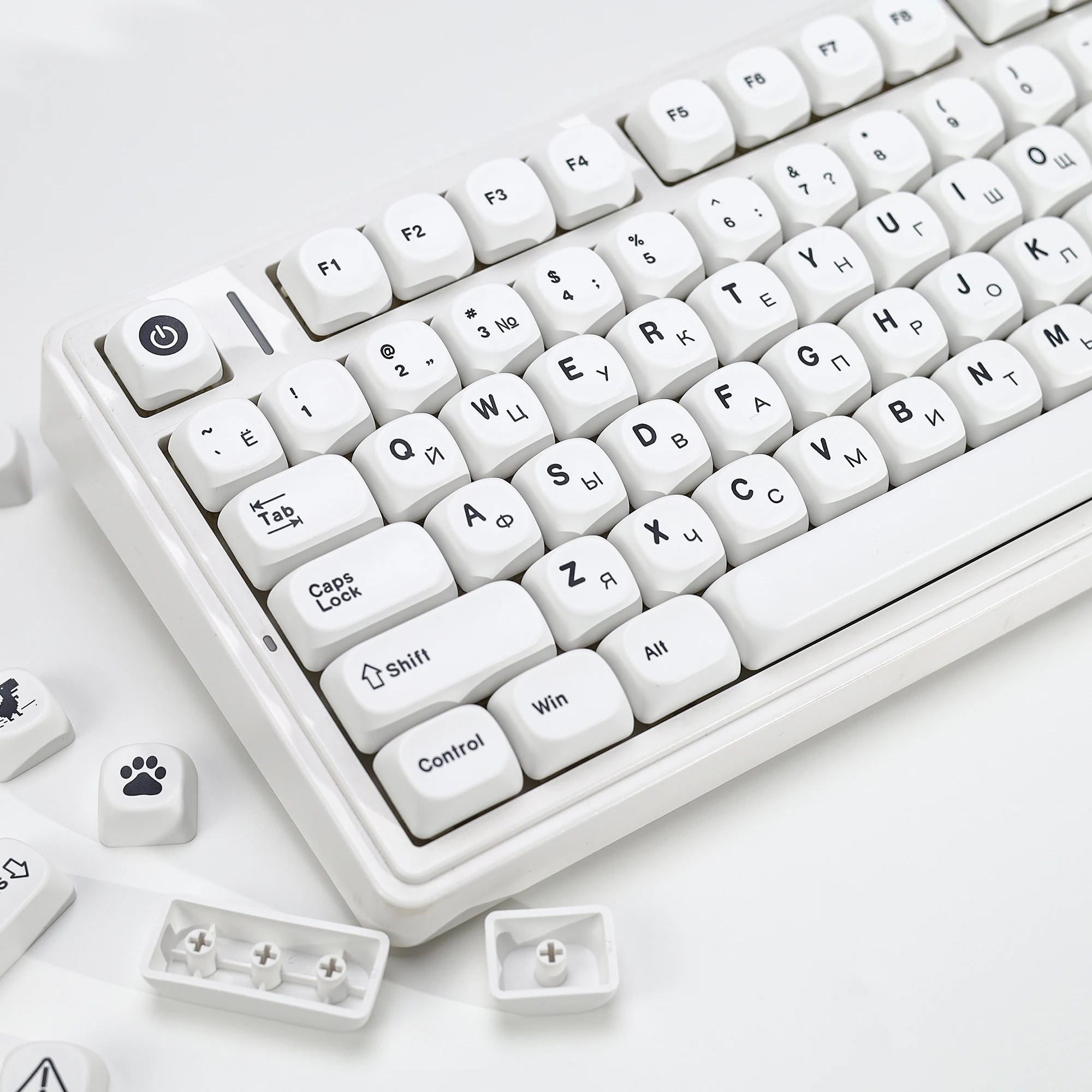 KBDiy Russian Japanese Keycap GMK Minimal White Theme PBT Retro Keycaps Cherry MX Switches For 60 DIY Mechanical Keyboard Gaming
