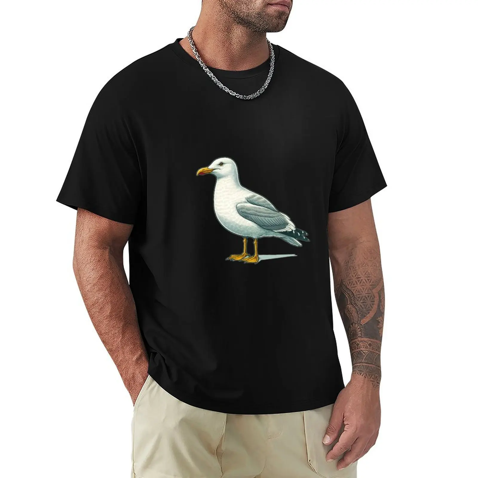Seagull bird T-Shirt Soft Touch Basic Cotton T-Shirt