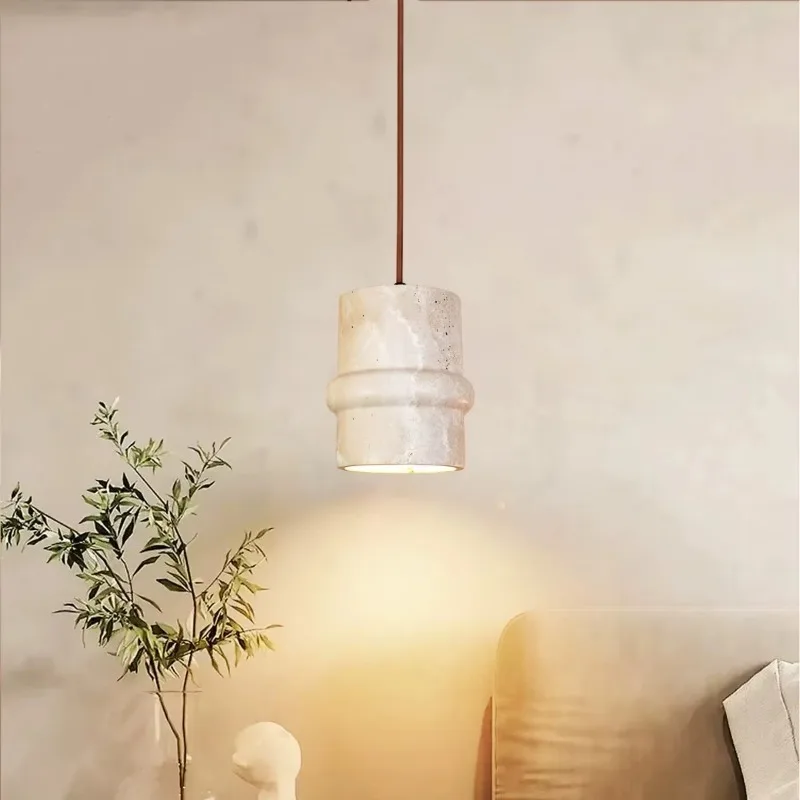 Wabi Sabi Style Bedside Chandelier High Ceiling Lamp Cream Style Retro Cream Style Bar Counter Yellow Cave Stone Pendant Light