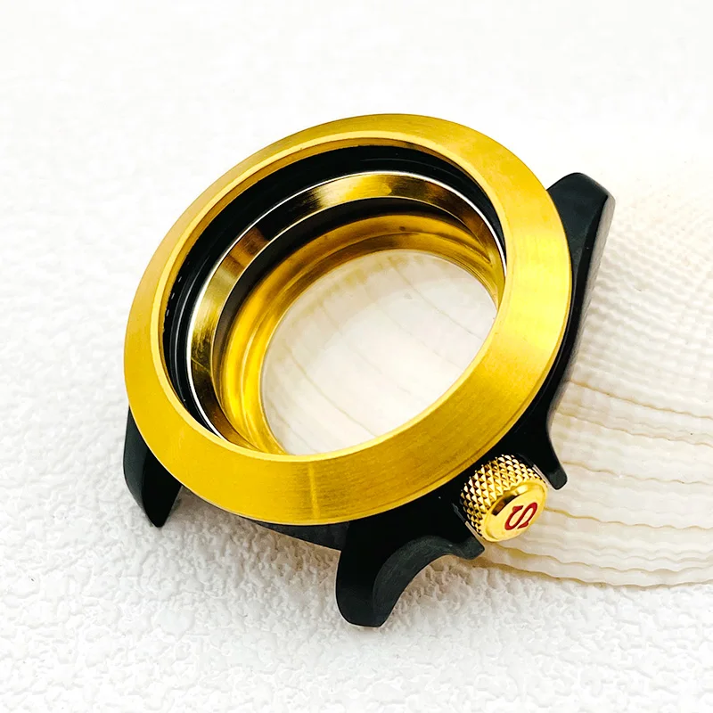 Seiko Gold Bezel Insert Ring Sapphire Glass SKX007 SKX009 Watch Cases Fits 7S26 NH35 NH36 4R 7S Automatic Movement Diving Case