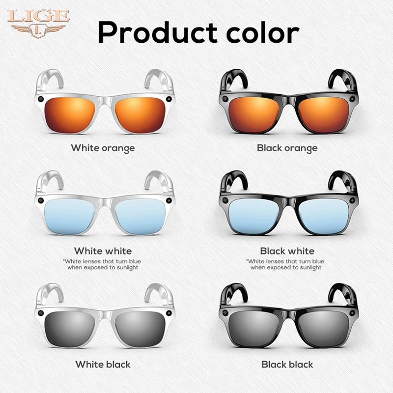

LIGE 2025 Smart Glasses AI Translation Bluetooth Calling 100W Pixels HD Camera Music Playback Fashion Sunglasses Recording Video