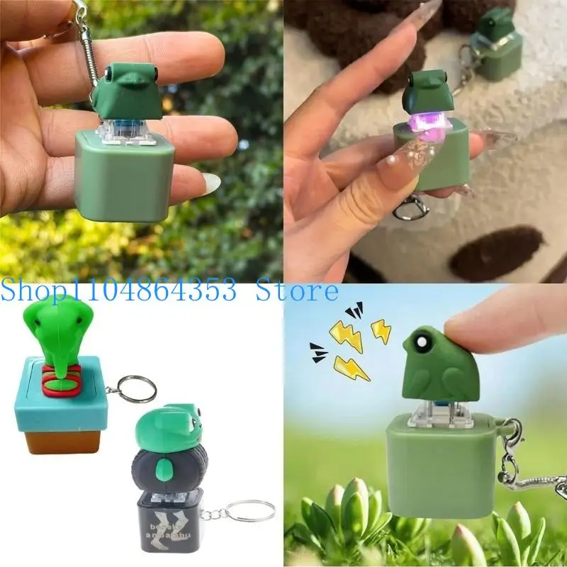 652F Interactive Press Keychain Toy Sound Activated Flashing Lights Lovely Animal Designs Pendant For Kids Backpack