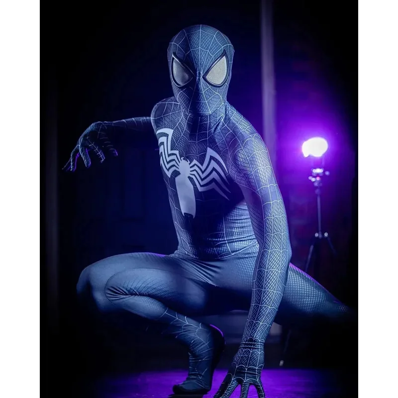 

Halloween Venom Spiderman Miles Morales Cosplay Costume Men Superhero Zentai Bodysuit for Adult Kids Jumpsuit