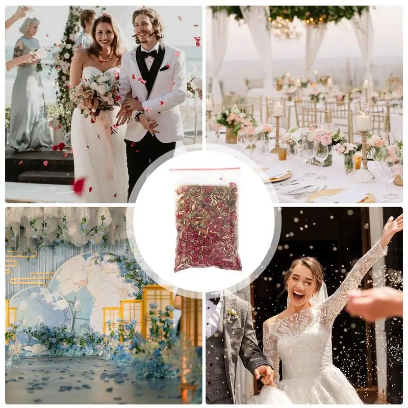 Mélange de pétales de fleurs séchées, confettis de roses de jasmin, confettis de mariage floraux pour proposition de mariage, fête d'anniversaire, sel de bain