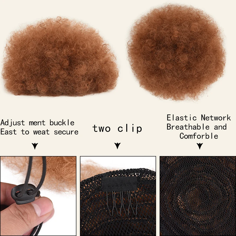 Queue de cheval bouffante afro courte, postiches chignon bouclées crépues rouges, extensions de cheveux chignon synthétiques, wstring de proximité, 8 po