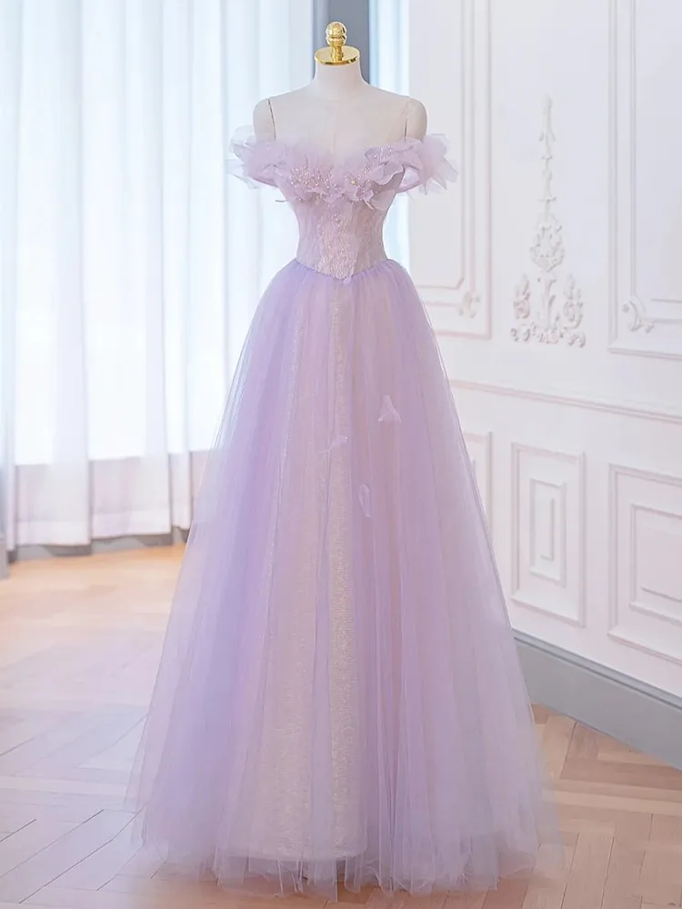 Robe de soirée violette légère pour femme, robe d'hôte de la minorité, anniversaire, été adulte, hors-initié, luxe