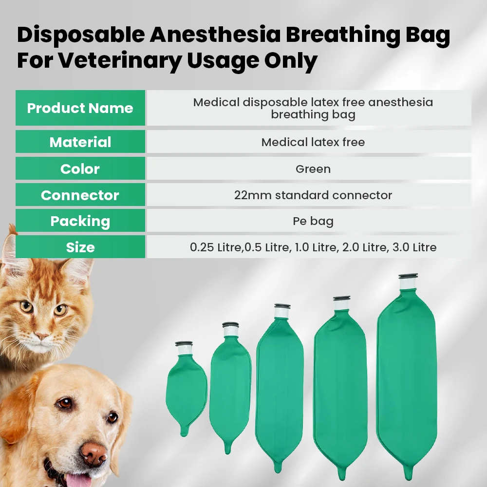 Veterinary Disposable Animal Anesthesia Air Storage Bag Bag Non Latex Simulated Lung Air Breathing Bag 0.25/0.5/1/2/3L