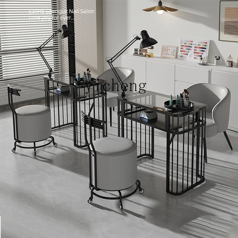 

LX Nail Table Special Table Glass Nail Table and Chair Set