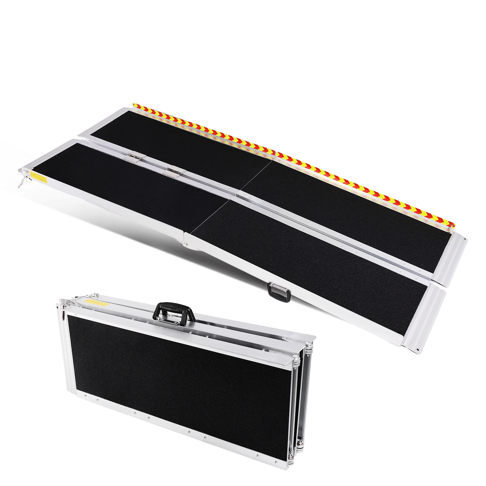 منحدر كرسي متحرك محمول قابل للطي مانع للانزلاق من الألومنيوم للمعاقين منحدر عتبة الباب كرسي متحرك منحدر لخطوات المنزل والمداخل #1