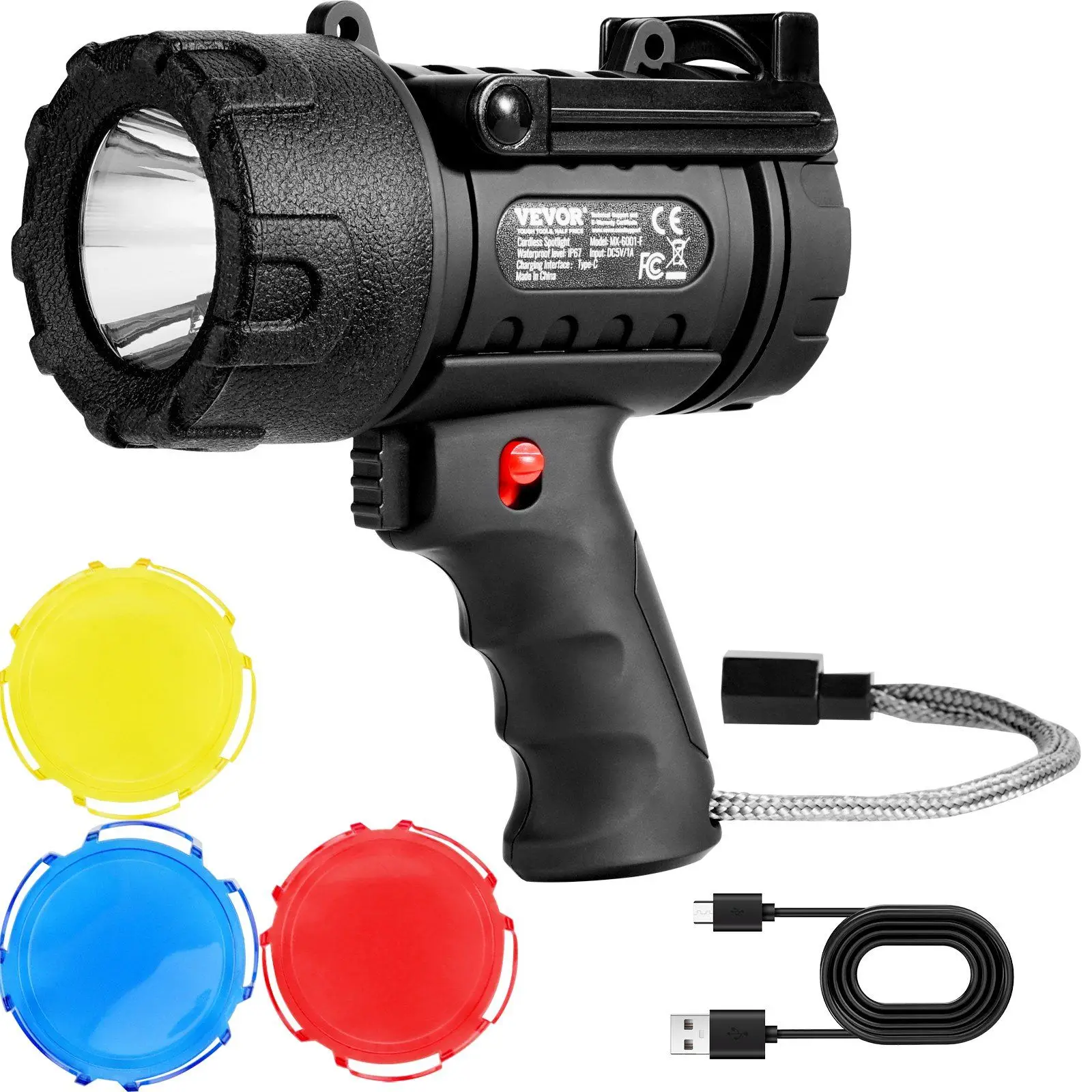 

USB Super Bright Rechargeable Spotlight Flashlight 200,000LM Searchlight
