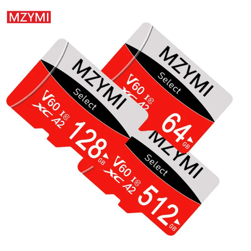 

MZYMI Original Micro TF Card 512GB 256GB 128GB Mini Memory Cards Flash Class 10 A2 V60 High Speed With Adapter Phone Camera