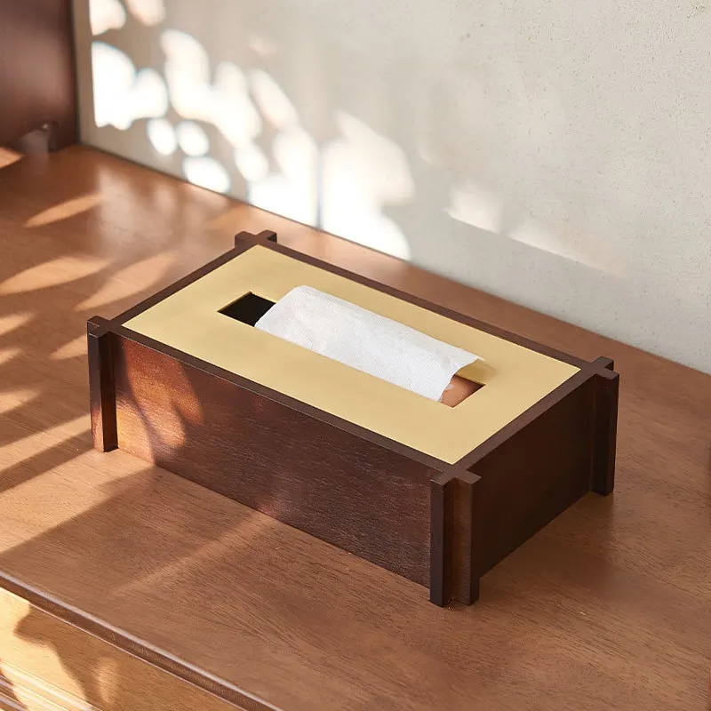 

New Solid Wood Tissue Box, High-end Living Room, Light Luxury, High-end Feel, Creative Desktop Mahogany Paper Box