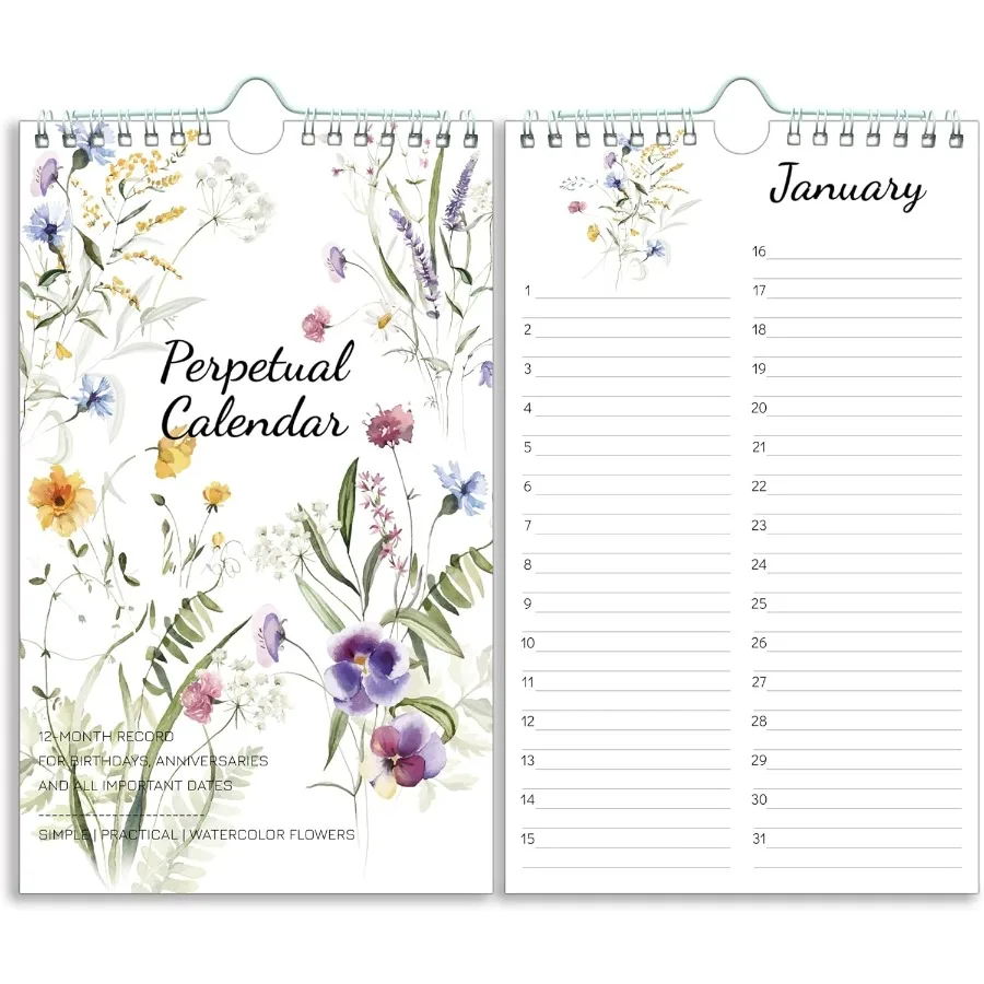 

Вечный календарь без даты, календарь на 12 месяцев для дня рождения, юбилея, важных дней, фестивалей, напоминание о 6 x 10 дюймов с 2 линиями