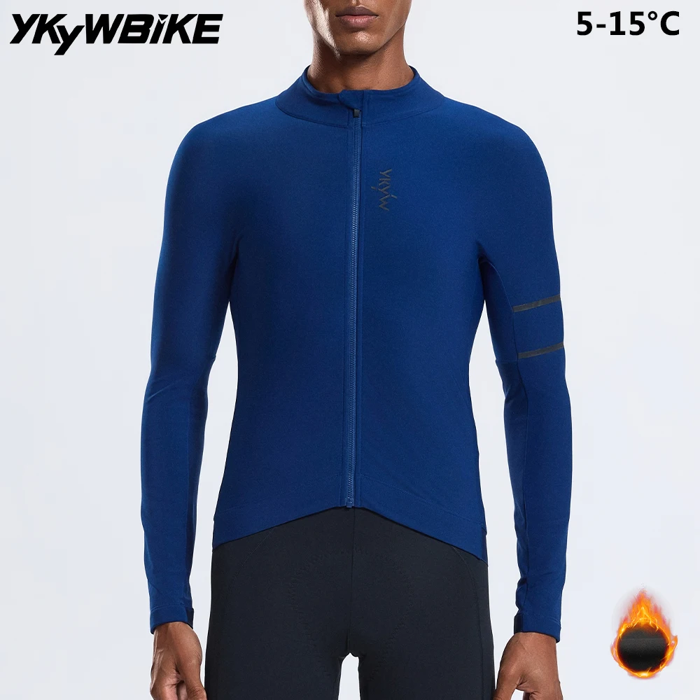 

YKYWBIKE Men Cycling Jersey 5-15°C Autumn Warm Fleece Jacket Carvico Bicycle Shirt Road Bike Clothing MTB Road Bike Jersey