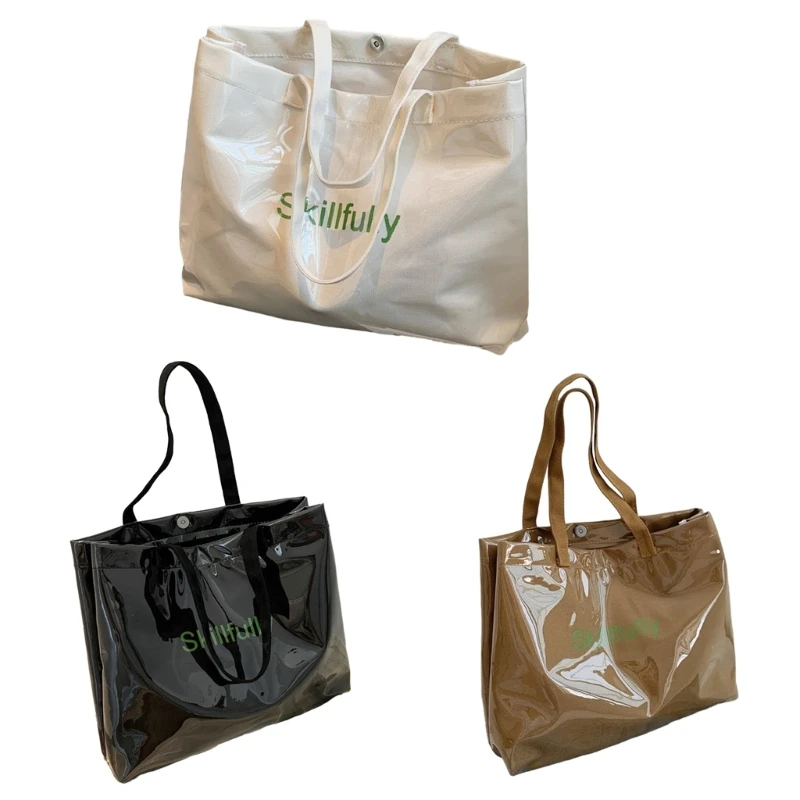 

Trendy Clear Tote Bag Large Capacity Shoulder Bag for Organizing Your Belongings