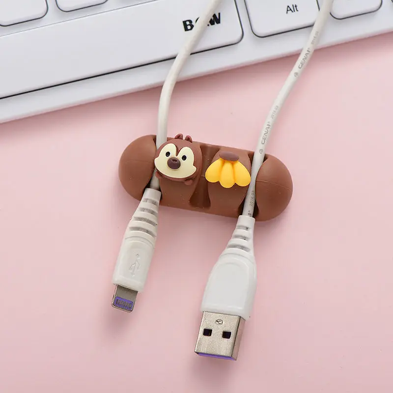 Cartoon Cable Protector Desktop Route Data Cable Storage Tabs Charger Fixed Wire Clip Earphone Office Management Organizer Wire