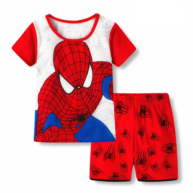 Summer Children Pajamas Set Short Sleeve T Shirt Shorts Pyjamas Kids Boy Girls Pijamas Cartoon cosplay Spiderman Baby Sleepwear