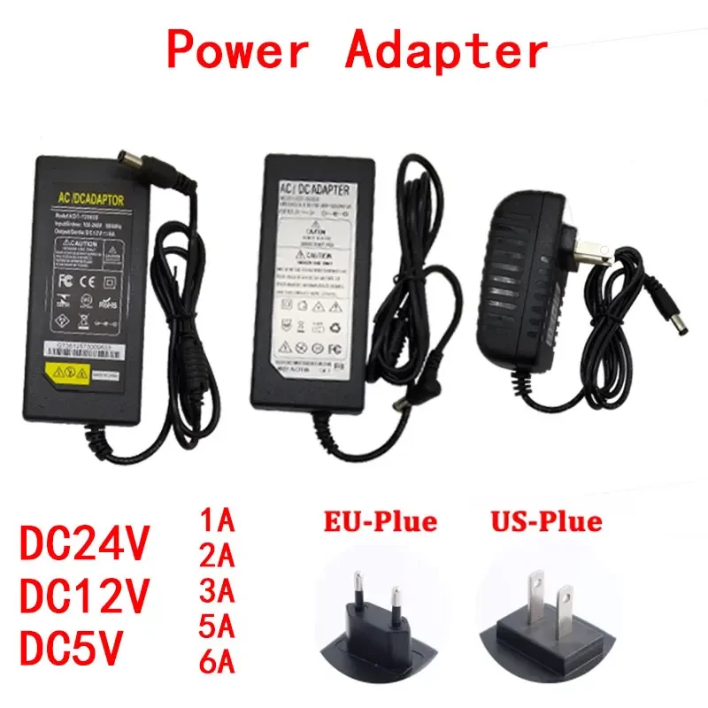 Power Supply EU Plug UK Plug DC 5V 12V 24V 1A 2A 3A 5A 6A Power Supply Adapter DC 5 12 24 V Volt Lighting Led Strip Lamp