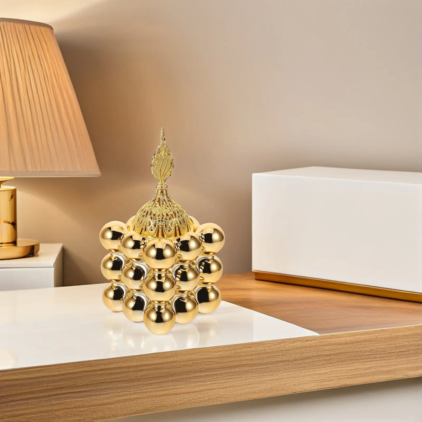 Modern Golden Ceramic Incense Burner Portable Aromatherapy Diffuser for Smudging Frankincense Resin Yoga Zen Home